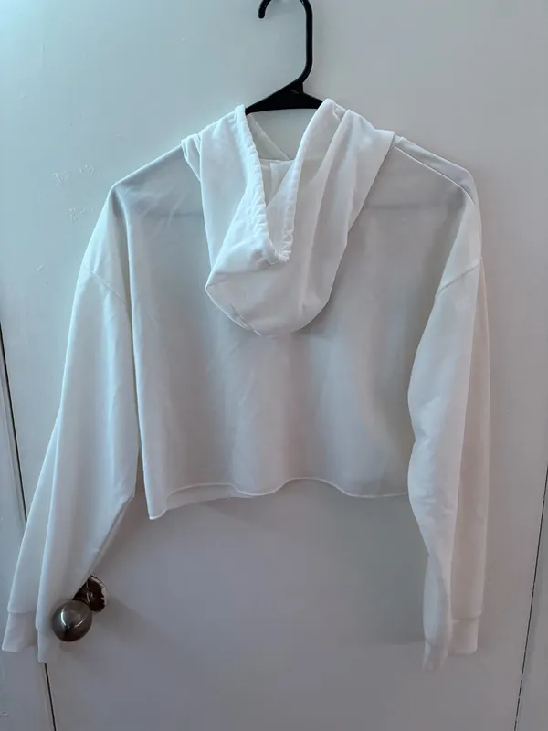 White new york crop hoodie - Image 2