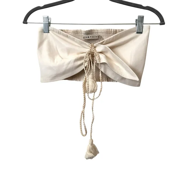 ALICE + OLIVIA Livia Faux Leather Halter Top White Sz 2‎ - Image 2