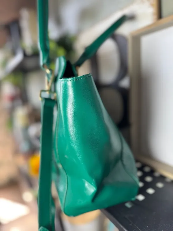 Cuore & Pelle Green Musette Snakeskin Satchel Handbag - Image 4