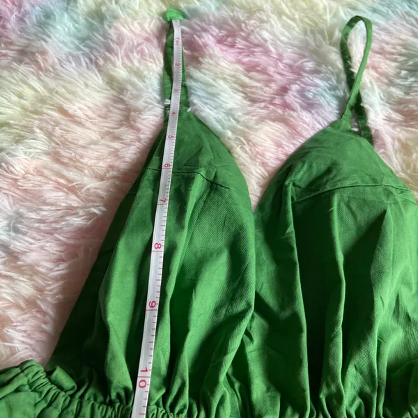 Ruffled Sleeveless Solid Romper Green - Image 6