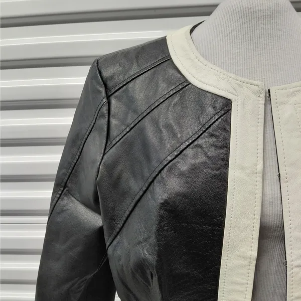 Vintage Spiegel Women's Leather Jacket Size 14 Black Classic Fall Moto Chic Y2K - Image 10