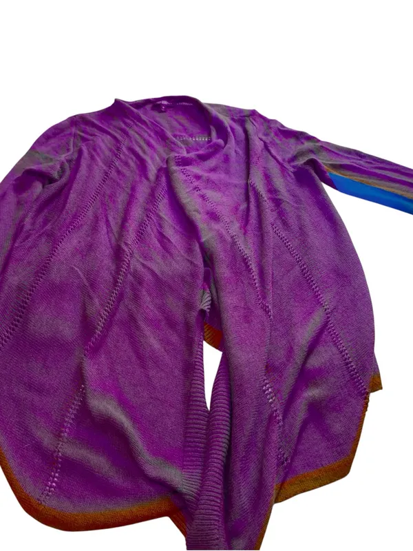 The Limited Purple Wool Blend Waterfall Open Front Cardigan Sweater Medium EUC - Image 5