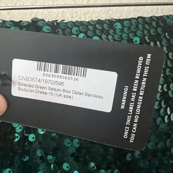 PrettyLittleThing Emerald Green Sequin Bow Bandeau Bodycon Dress 6 - Image 10