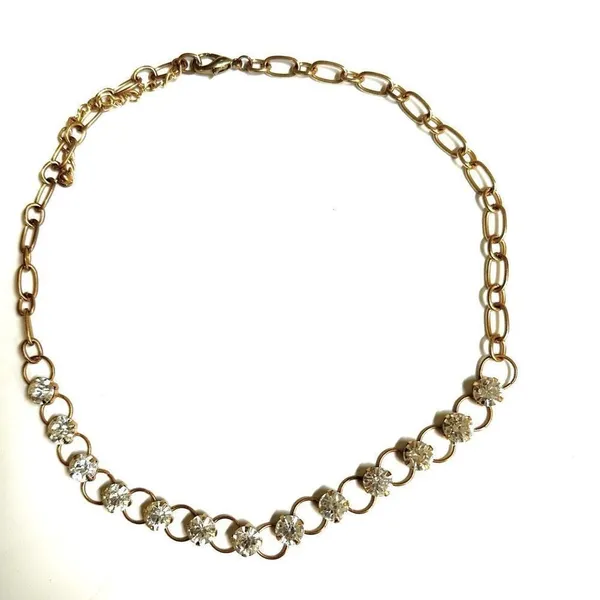 Gold tone rhinestone link necklace - Image 7