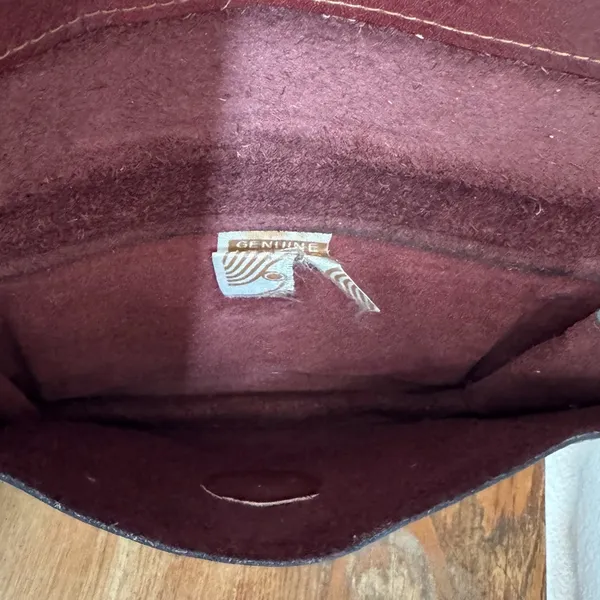 Vintage Burgundy Leather Wristlet‎ Clutch Made in Brazil - Image 5