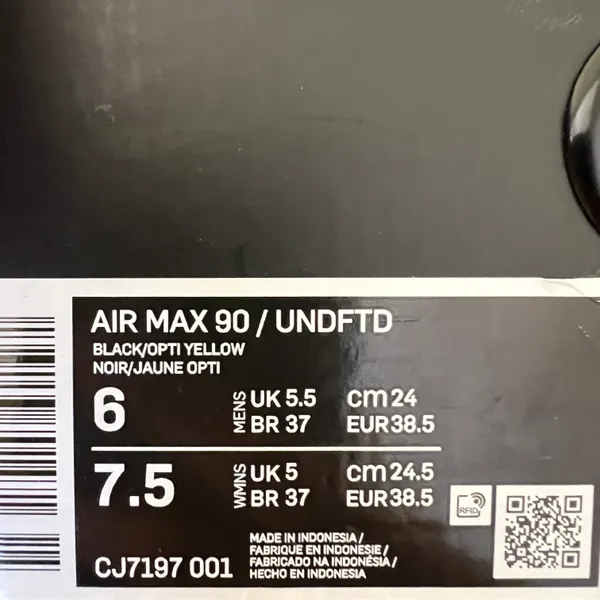 New Undefeated Air Max 90 Black Optic Yellow - Image 10