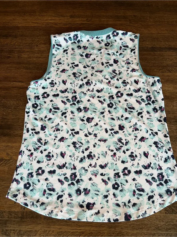 Lady Hagen Active Tank - White Aqua Purple Cheetah Print Golf Tennis - Medium - Image 2
