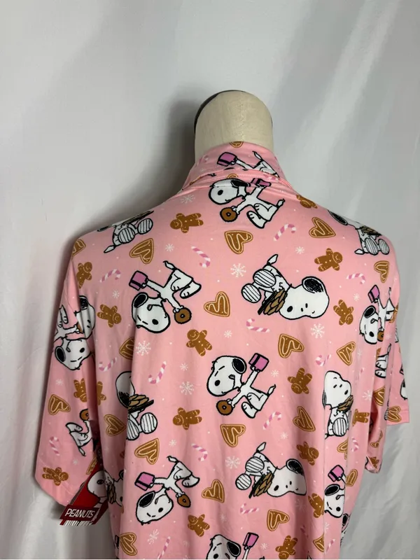 Snoopy peanuts Pajama Top - Cozy Short Sleeve Button-Up NWT XL - Image 5