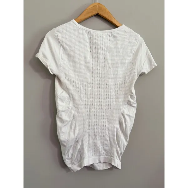 ATHLETA White V Neck‎ Short Sleeve Seamless Knit Athletic Top Women Size S - Image 3