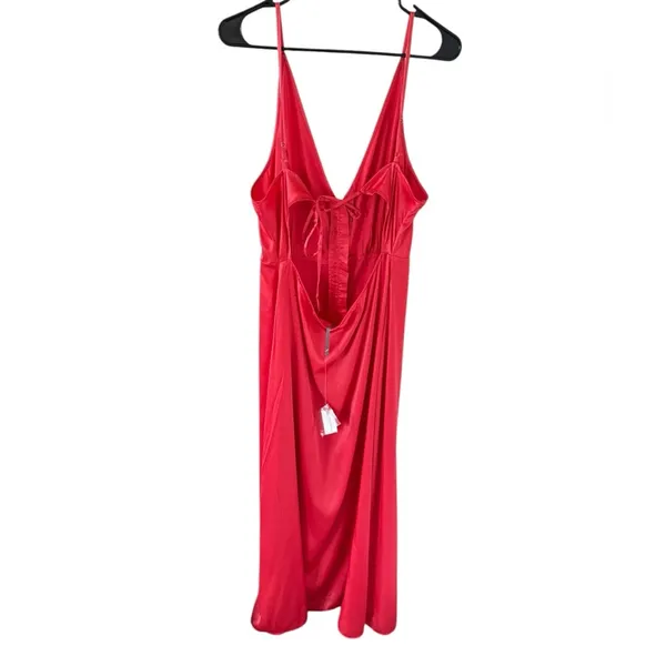 Anthropologie NEW Red Satin Button Front Slip Dress - Image 2
