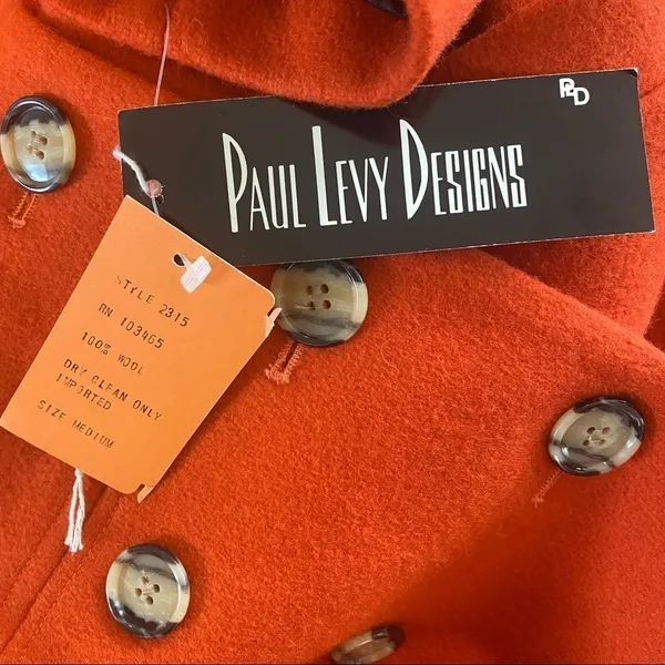 PAUL LEVY Vintage Wool Double Breast Coat Size M NEW - Image 11