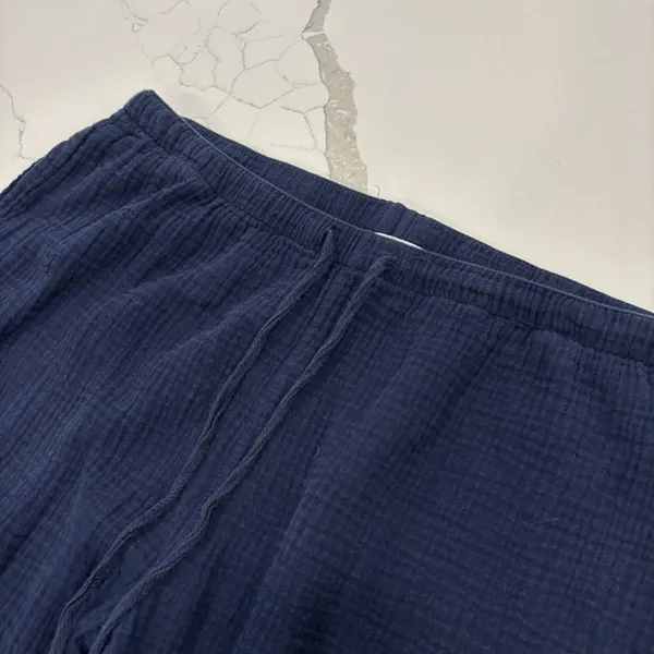 Petite Plume Pants Womens Size Large Navy Gauze Drawstring Cotton - Image 3