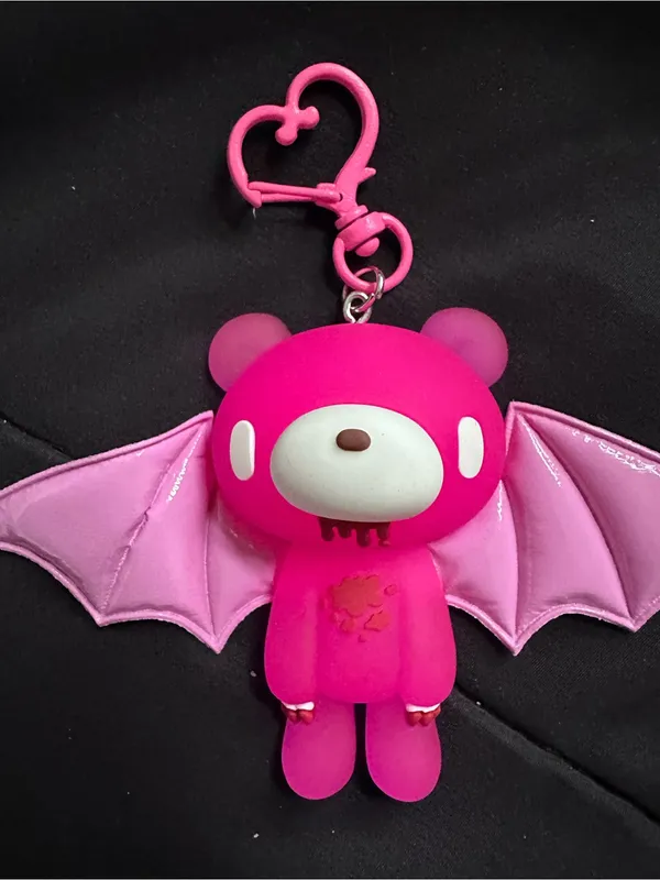 Pink Bat Wing Bear Keychain - Image 2