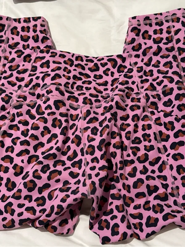 Fabletics Pink Leopard Print Leggings & Sports Bra Set - Image 3
