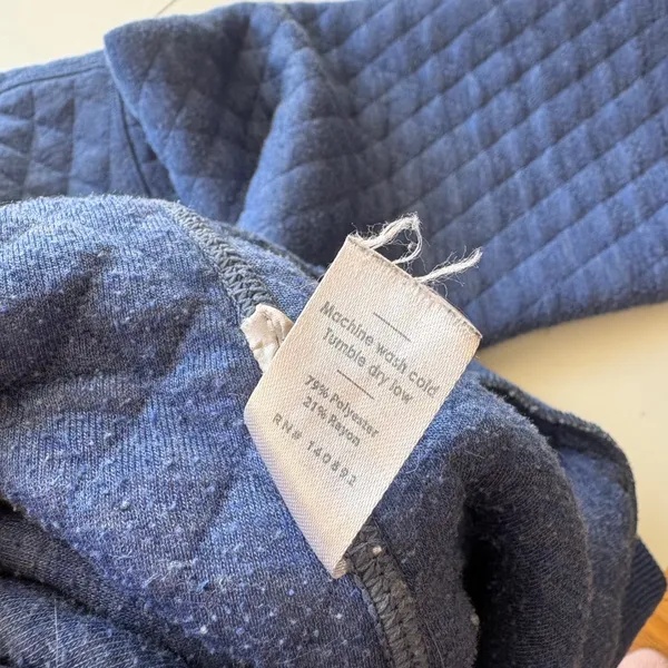 Marine Layer Quilted‎ Hoodie Women Small Blue Pullover Style 14025 Fall 2021 - Image 3