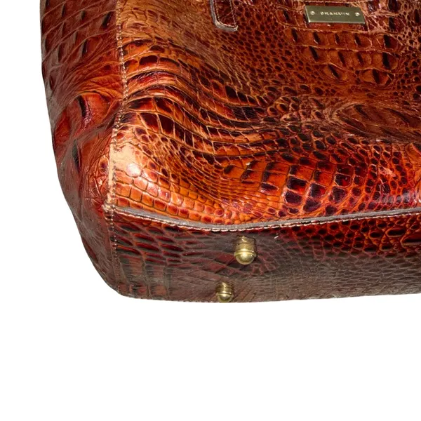 Brahmin Tote Bag Women Large Pecan Brown Fair Croc Embossed Leather Shoulder Bag - Image 2