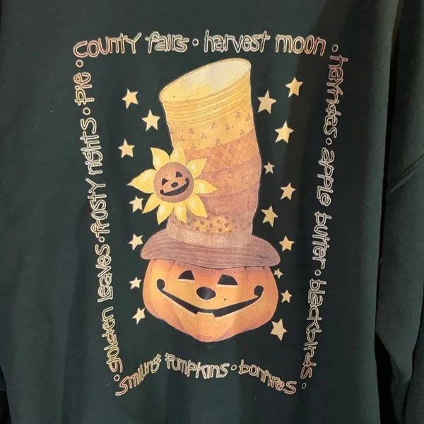 Gildan Halloween Jack-o-Lantern Sweatshirt Size L - Image 2