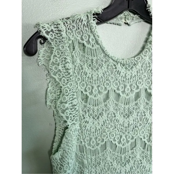 Free People Daydream Fairy Mint Bodycon Mini Lace Open Back Slip Dress Size S - Image 2