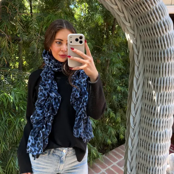 Target Navy blue leopard print ruffled scarf - Image 5