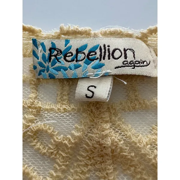 Rebellion Again Lace Duster Small Creamy Yellow Sheer Kimono Romantic Coquette * - Image 7