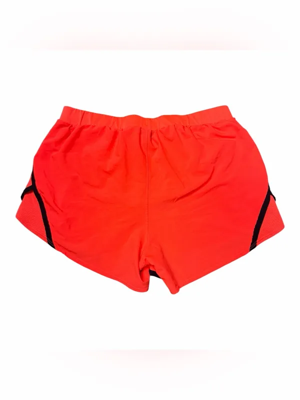 Under Armour HeatGear Running Shorts L Neon Coral Orange Built-In Brief Athletic - Image 3