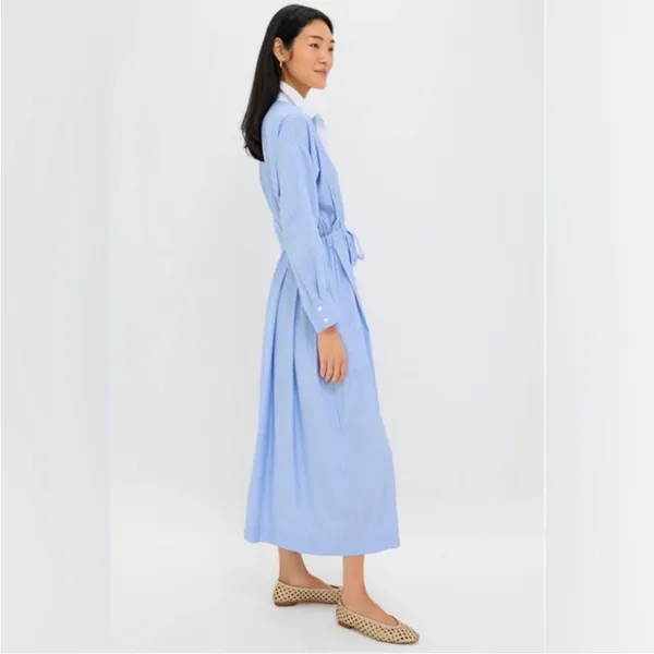 Tuckernuck Cornflower Blue Stripe Tie Front Collared long sleeve Dress NEW - Image 5