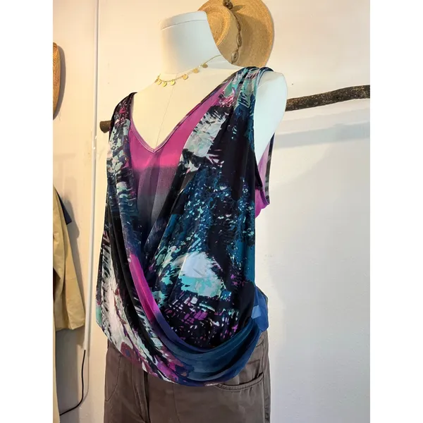 Deadstock Y2K BeBe Purple Mesh Flowy Layering Tank Top Size Medium NEW with Tags - Image 2