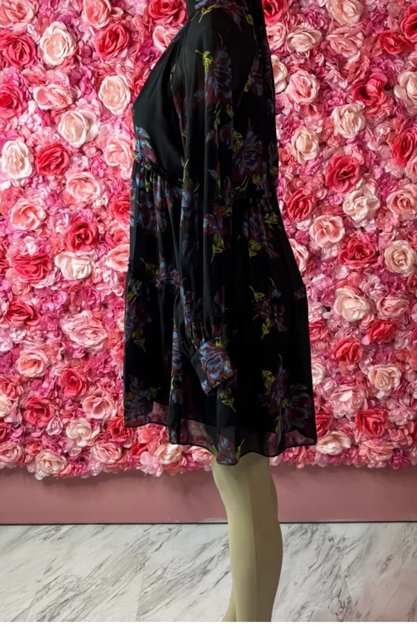 Bold Cinq à Sept Black Multi Floral Dress Size 4 - Image 5
