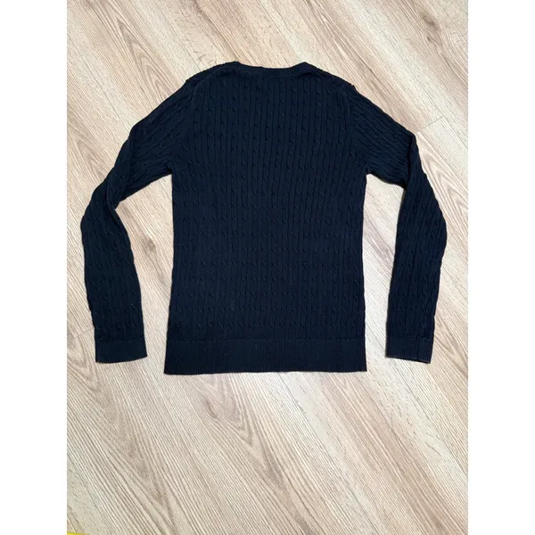Tommy Hilfiger Womens black‎ Cable Knit Cotton Sweater Size M Crew Neck Logo - Image 2
