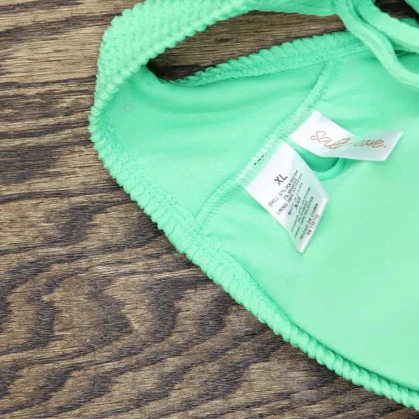 NWT Salt + Cove Juniors Rib Scrunch Scoop-Neck Bikini Top Mint Tea Green XL - Image 8