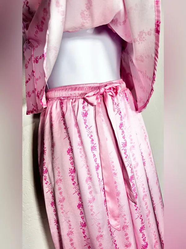Rareraw Cottagecore Coquette Pink Satin Pajama Set Size Medium - Image 7