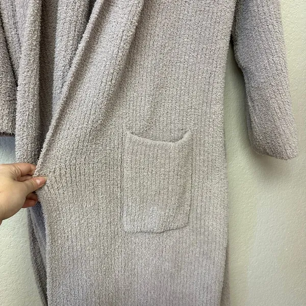 Barefoot Dreams CozyChic Ribbed Hooded Robe Gray Size 2 - Image 6