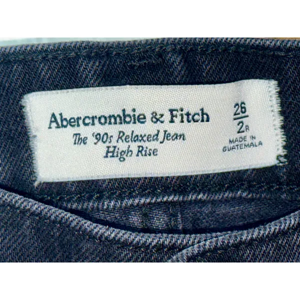 Abercrombie & Fitch '90s Relaxed Jean High Rise Black Distressed Jeans Size 26 2 - Image 3