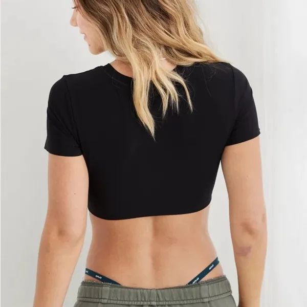 Aerie Smoothez Crop Top Bralette in True Black - Image 3