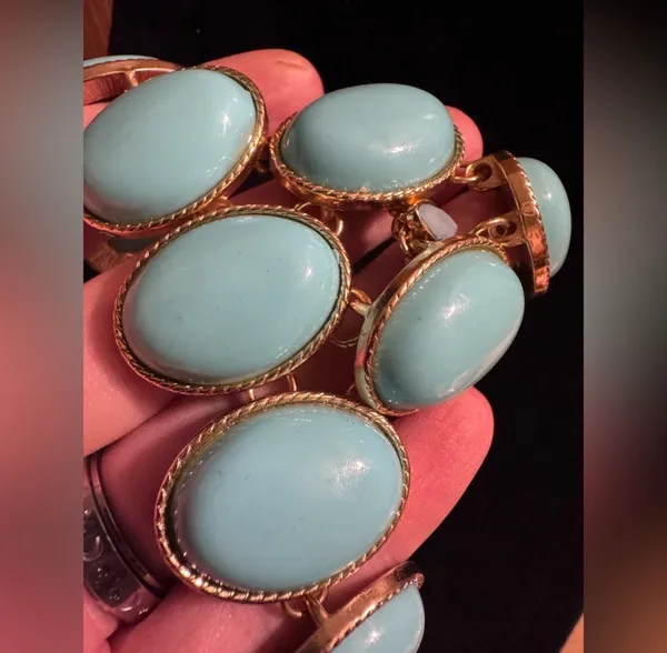 Gold Tone Blue Accents Statement Necklace - Image 3