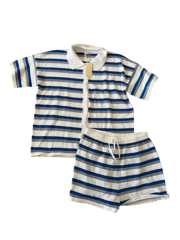 EKOUAER Blue White Striped Casual Two Piece Set Size Large NEW NWT - Image 7