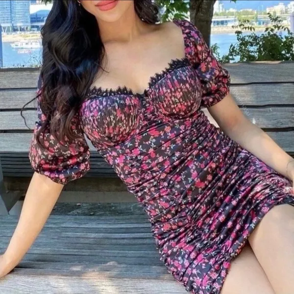 For Love & Lemons x Victoria’s Secret Collab Floral Melrose Mini Dress size S - Image 3