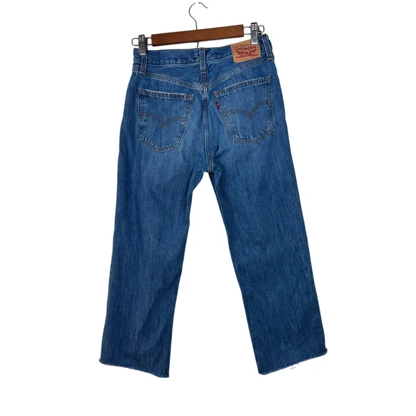 Levi's Low Pro Straight Leg Jeans Women's Size‎ 25 Blue Distressed Ripped - Image 2