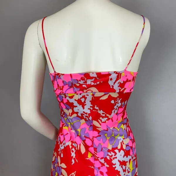 Vintage Saks Fifth Avenue‎ Dress Nightgown Floral Vibrant Gathered Bodice Slinky - Image 7