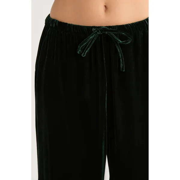 Marine Layer Bella Velvet Pants Slouchy Wide Leg Women Medium Green Drawstring - Image 4