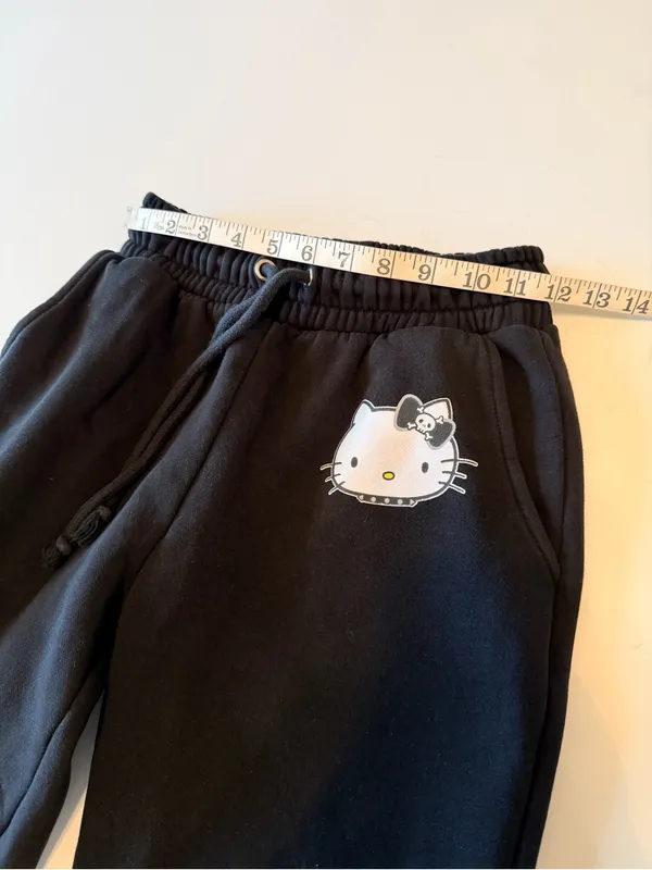 Dolls Kill x Hello Kitty and friends goth sweatpants, black, highwaisted, sz XS - Image 3