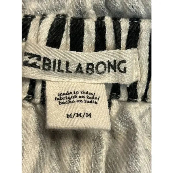 Billabong Black Flowy White Stripe Pull On Pants Ruffled Waist Size Medium (8996 - Image 6