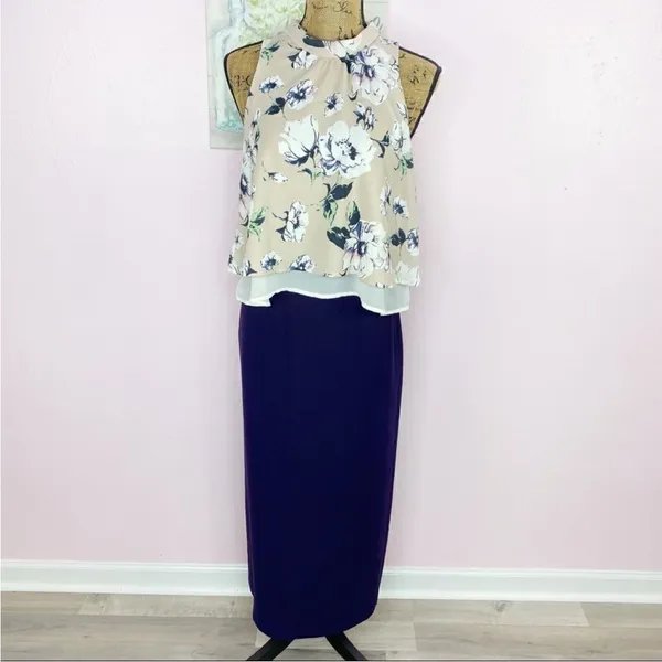 Astr the Label Floral Chiffon‎ Layered Split Black Crop Blouse Blush XS - Image 2