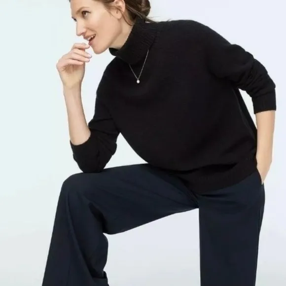 J. CREW Turtleneck Sweater Supersoft Yarn Solid Black Wool Alpaca Knit X-Small - Image 4