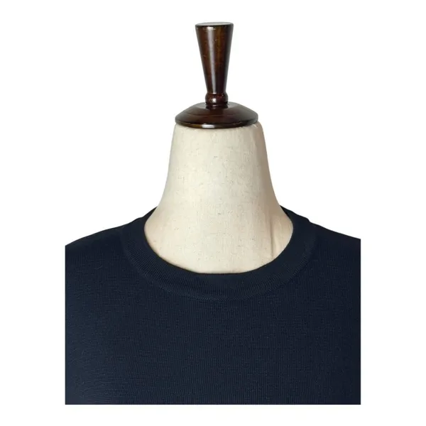 Zara Sweater Women Small Black Knit Crew‎ Neck Striped Trim Top Nautical Preppy - Image 4