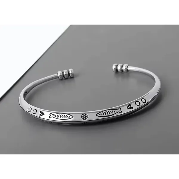 Engraved Boho Cuff Bracelet | 925 Sterling‎ Silver - Image 14