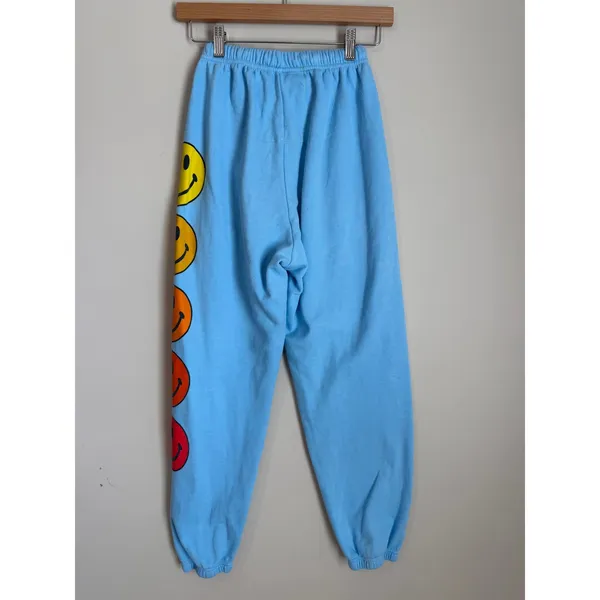 Aviator Nation Jogger Sweatpants Blue Smiley Face Women's XS Happy - Image 2
