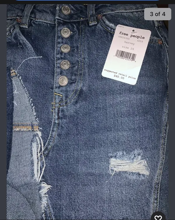 Free People Size 26 Womens Distressed Mini Denim Skirt Color: Harvey BNWTS - Image 4