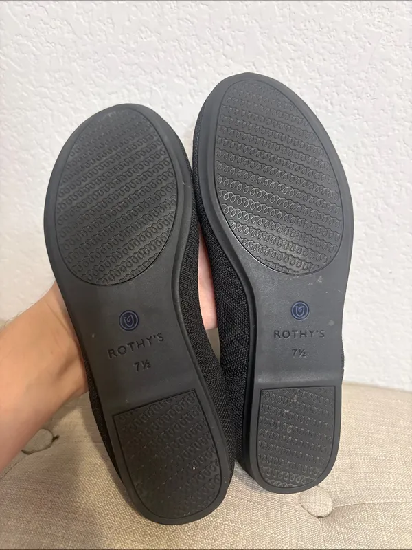 Rothy's Black Knit Slip-On Loafers with Blue Interior Trim 7.5 - Image 6