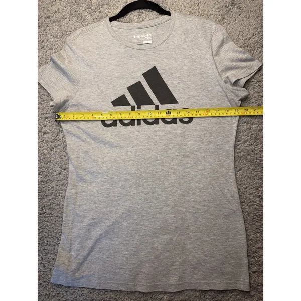 Adidas The Go-To Tee Womens L Gray Graphic Logo Short Sleeve T-Shirt - Image 5